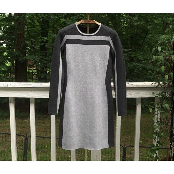Athleta Omega Wool Grey Colorblock Long Sleeve Dress - Picture 1 of 8